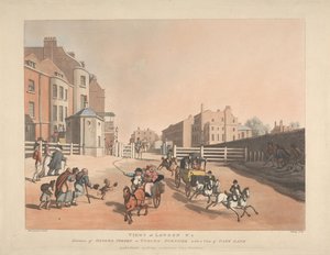 Ingången vid Oxford Street eller Tyburn Turnpike (nr 4) av Thomas Rowlandson