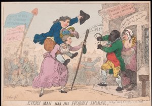 Varje man har sin hobbyhäst, pub. 1784 (handfärgad gravyr) av Thomas Rowlandson