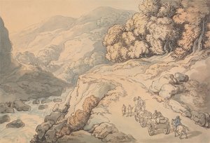 Vattenfallen vid floden Conwy, norra Wales av Thomas Rowlandson
