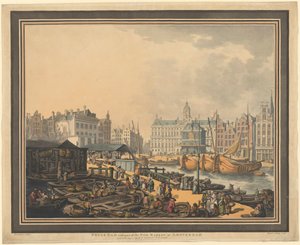 Feyge Dam, med en del av fiskmarknaden i Amsterdam av Thomas Rowlandson