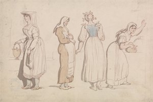 Fyra kvinnor vid en brunn i Rom av Thomas Rowlandson