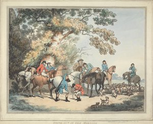 Rävjakt [serie om sex bilder]: 1. Avfärd på morgonen av Thomas Rowlandson
