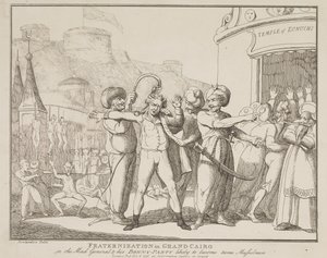 ”Fraternisering i Grand Cairo” eller ”Den galna generalen och hans glada gäng” – på väg att bli tamma muslimer av Thomas Rowlandson