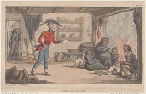 Getting into his Billet, från The Military Adventures of Johnny Newcome, 1815., 1815. av Thomas Rowlandson