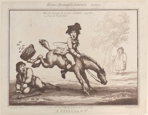 Horse Accomplishments, Sketch 7: A Civilian !!, 1 augusti 1799., 1 augusti 1799. av Thomas Rowlandson