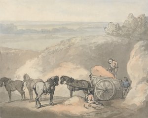 Hästar och en vagn vid en sandgrop av Thomas Rowlandson