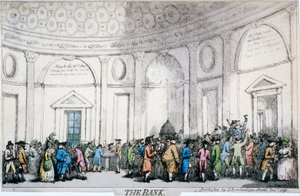 Interiörvy av Bank of England, City of London, 1792. av Thomas Rowlandson
