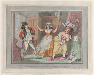 Avbrott eller besvär av ett inkvarteringshus, [Apri..., [1 april 1789], återutgiven 1 april 1824. av Thomas Rowlandson