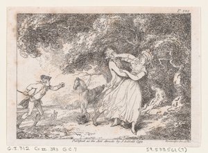 Joseph skyndar sig att rädda Fanny från överhängande fara, från The Adventures of Joseph Andrew..., 1792. av Thomas Rowlandson