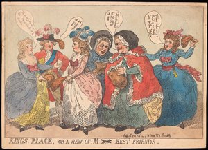 Kings Place, eller utsikt över M ---- Best Friends, pub. 1784 (handfärgad gravyr) av Thomas Rowlandson