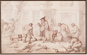 Arbetare lägger ner en trottoar av Thomas Rowlandson