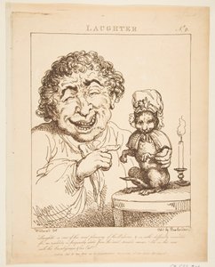 Laughter Le Brun Travested, eller Caricatures of the Passions, 21 januari 1800. av Thomas Rowlandson