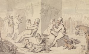 Light-Horse Cavalry Barracks (akvarell och penna och bläck på papper) av Thomas Rowlandson