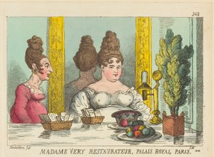 Fru Very, restaurangägare, Palais Royal, Paris av Thomas Rowlandson