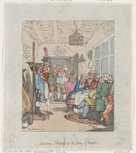 Mätsubstitut för reservarmén, 1805., 1805. av Thomas Rowlandson