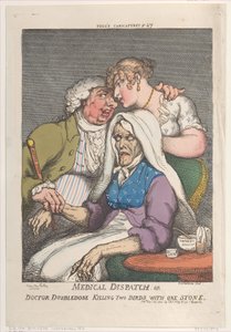 Medicinsk utskick eller Doktor Doubledose Killing Two Birds with One Stone, november..., 20 november 1810. av Thomas Rowlandson