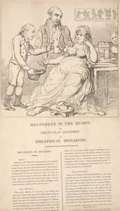 Melpomene i svacka; eller: Barnlek i försvar av teatermonarkerna av Thomas Rowlandson