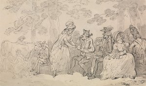 Mjölkflickor och herrar i St. James’s Park av Thomas Rowlandson