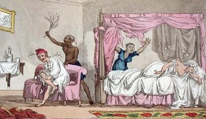 Elände i Indien, från "The Grand Master, or Adventures of Qui Hi? in Hindostan". A Hudibras Poem in Eight Cantos by Quiz", av William Combe (1741-1823) utgiven av Thomas Tegg, London. av Thomas Rowlandson