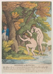 Miseries of Bathing, [1 april 1808], återutgiven sept..., [1 april 1808], återutgiven den 1 september 1814. av Thomas Rowlandson