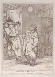 Miseries of London, or a Surly Saucy Hackney Coachman, 4 juni 1814., 4 juni 1814. av Thomas Rowlandson