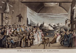 Mr Bullocks utställning av lappländare i Egyptian Hall, Piccadilly, 1822 (akvatint) av Thomas Rowlandson