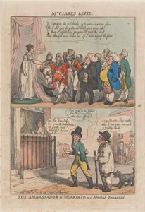Mrs Clarks Levee. Marockos ambassadör på en särskild ambassad, 20 februari 1809. av Thomas Rowlandson