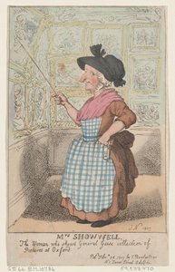 Mrs Showell, kvinnan som visar general Guises bildsamling på O..., 26 februari 1807. av Thomas Rowlandson