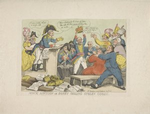 Napoleon säljer stöldgods, 1813 Spontauktion eller Boney som säljer stöldgods (titel på föremål) av Thomas Rowlandson