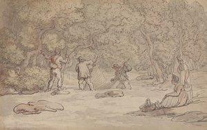 Att sätta upp nät i en laxdamm av Thomas Rowlandson