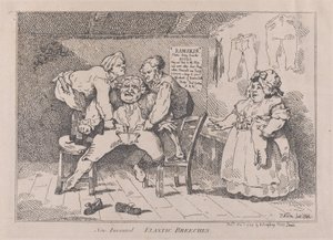 Nya uppfunna elastiska ridbyxor, 1 november 1784, 1 november 1784. av Thomas Rowlandson