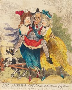 Nil Amplius Opto Jag är på Summit of my Wishes, pub. 1780 (handfärgad gravyr av Thomas Rowlandson