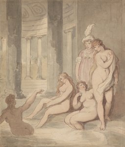 Nymfer vid ett romerskt bad av Thomas Rowlandson