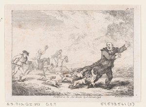 Parson Adams engagerad i ett farligt jaktäventyr, från The Adventures of Joseph Andre..., 1792. av Thomas Rowlandson