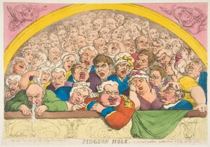 Pigeon Hole. A Convent Garden Contrivance to Cope up the Gods, 20 februari 1811. av Thomas Rowlandson
