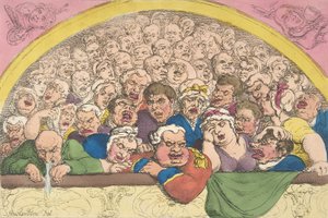 Pigeon Hole. A Convent Garden Contrivance to Coop up the Gods, 20 februari ..., 20 februari 1811. av Thomas Rowlandson