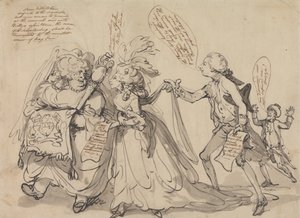 Pitt och hans allierade i hans Fight for the Regency av Thomas Rowlandson