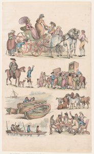 Plåt 16, konturer av figurer, landskap och boskap...för lärarnas bruk, Ju..., 1 juni 1790. av Thomas Rowlandson