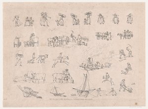 Plåt 2, konturer av figurer, landskap och boskap...för lärarnas bruk, juni..., 1 juni 1790. av Thomas Rowlandson