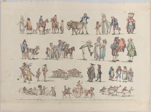 Platta 6, konturer av figurer, landskap och boskap...för lärarnas bruk, Ju..., 20 juni 1790. av Thomas Rowlandson