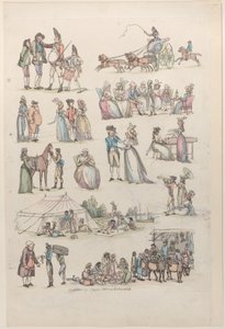 Plåt 7, konturer av figurer, landskap och boskap...för lärarnas bruk, Ju..., 27 juni 1790. av Thomas Rowlandson