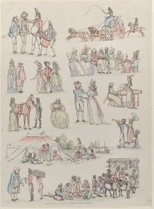Plåt 7, konturer av figurer, landskap och boskap...för lärarnas bruk, Ju..., 27 juni 1790. av Thomas Rowlandson