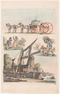 Plåt 9, konturer av figurer, landskap och boskap...för lärarnas bruk,..., 20 januari 1791. av Thomas Rowlandson