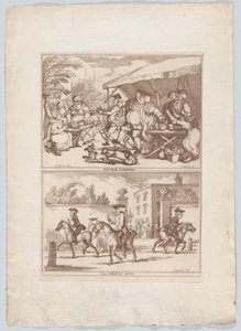 Pot Fair Cambridge, och The College Gate, 1780-90., 1780-90. av Thomas Rowlandson