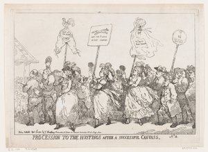 Procession till Hustings After A Successful Canvass, 30 april 1784, 30 april 1784. av Thomas Rowlandson