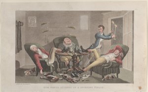 Quae Genus deltar i en sportfinal, från The History of Johnny Quae Genu..., 1 december 1821. av Thomas Rowlandson
