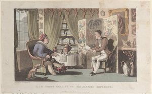 Quae Genus Reading till Sir Jeffery Gourmand, från The History of Johnny Quae Genu..., 1 mars 1822. av Thomas Rowlandson
