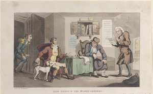 Quae Genus & The Money Lenders, från The History of Johnny Quae Genus, The L..., 1 september 1821. av Thomas Rowlandson