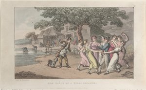 Quae Genus vid en fårklippning, från The History of Johnny Quae Genus, The Li..., 1 februari 1822. av Thomas Rowlandson