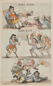 Reform rekommenderad – Reform påbörjad – Reform fullbordad (slutförd) av Thomas Rowlandson